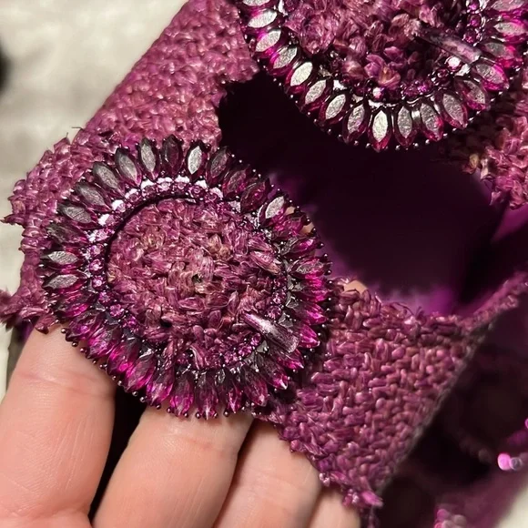 BTB LOS ANGELES
TULUM CRYSTAL SLIDE purple bling buckle size 7 - Picture 4 of 6